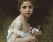 威廉 阿道夫 布格罗 : Petite fille au bouquet, Little girl with a bouquet